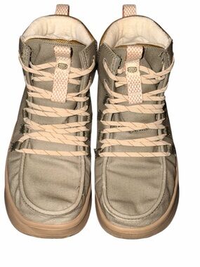 126 - Hey Dude Beige Canvas Ankle Boots with Tan Sole